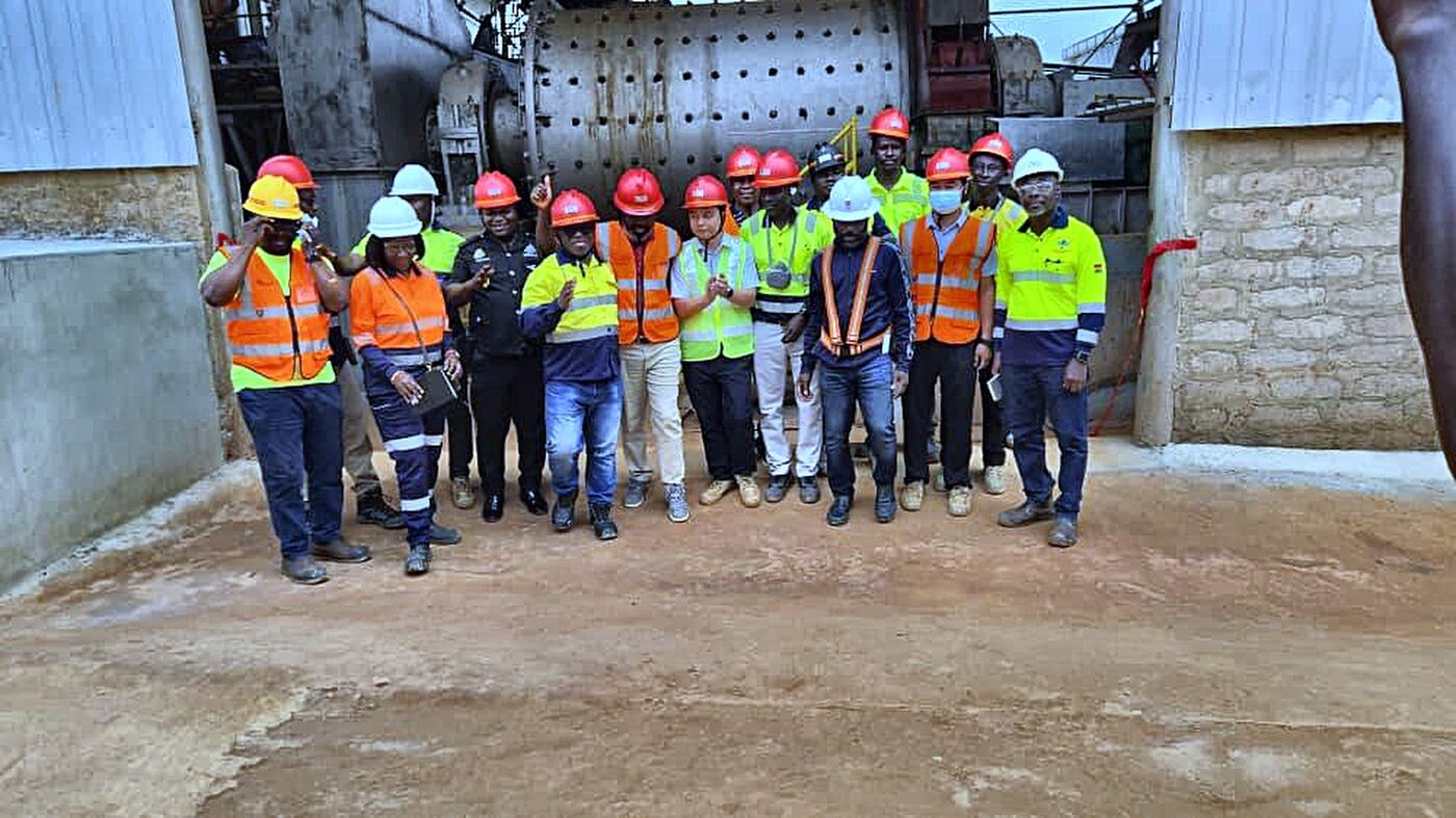 Commissioning team at the ball mill and grinding circuit, Ghana