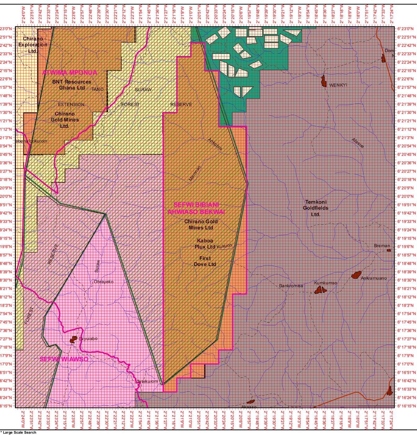 Minerals Cadastre Map — First Dove sheet, Chirano (Mamnao), 15 November 2024